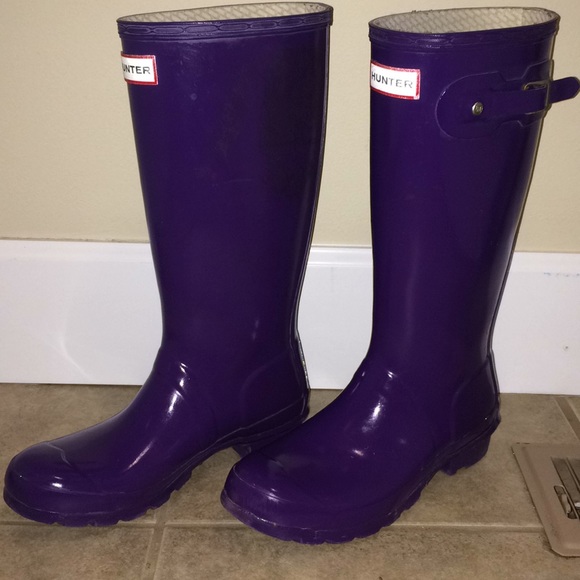 purple hunter wellies